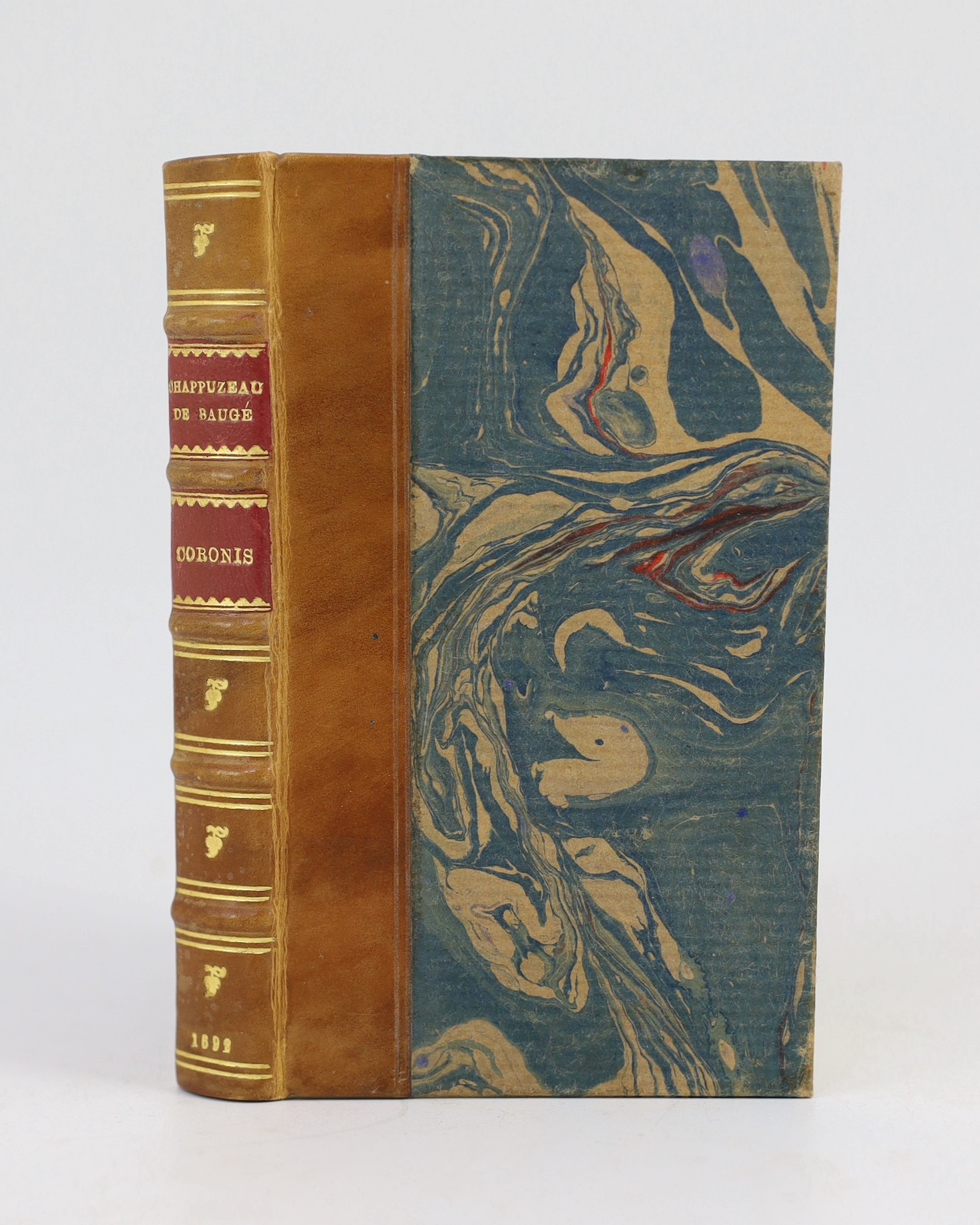 Chappuzeau de Bauge, Daniel-Paul - Coronis: Pastorale Heroique, 12mo, quarter calf gilt, with 60 blank leaves bound in, lacks frontispiece, Paris, 1692